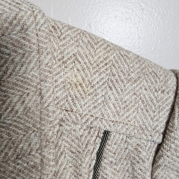 Vintage Alorna Wool Herringbone Coat Classic Double Breasted Overcoat Old Money - Picture 3 of 14